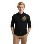 3 Days Lion Embroidered Black Shirt