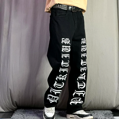 Exotic Black Straight Fit Denim Jeans