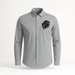 3 Days Lion Embroidered Grey Shirt