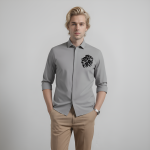 3 Days Lion Embroidered Grey Shirt