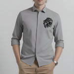 3 Days Lion Embroidered Grey Shirt